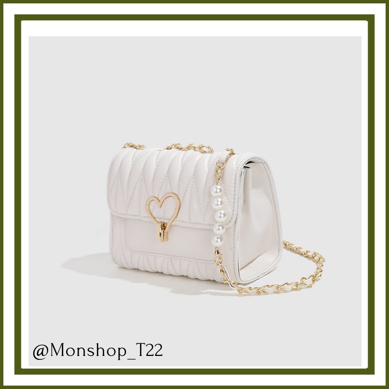 🌸sẵn hàng🌸Túi xách da mềm đeo chéo nữ CEEKAY chính hãng vân thoi khóa trái tim  - T22