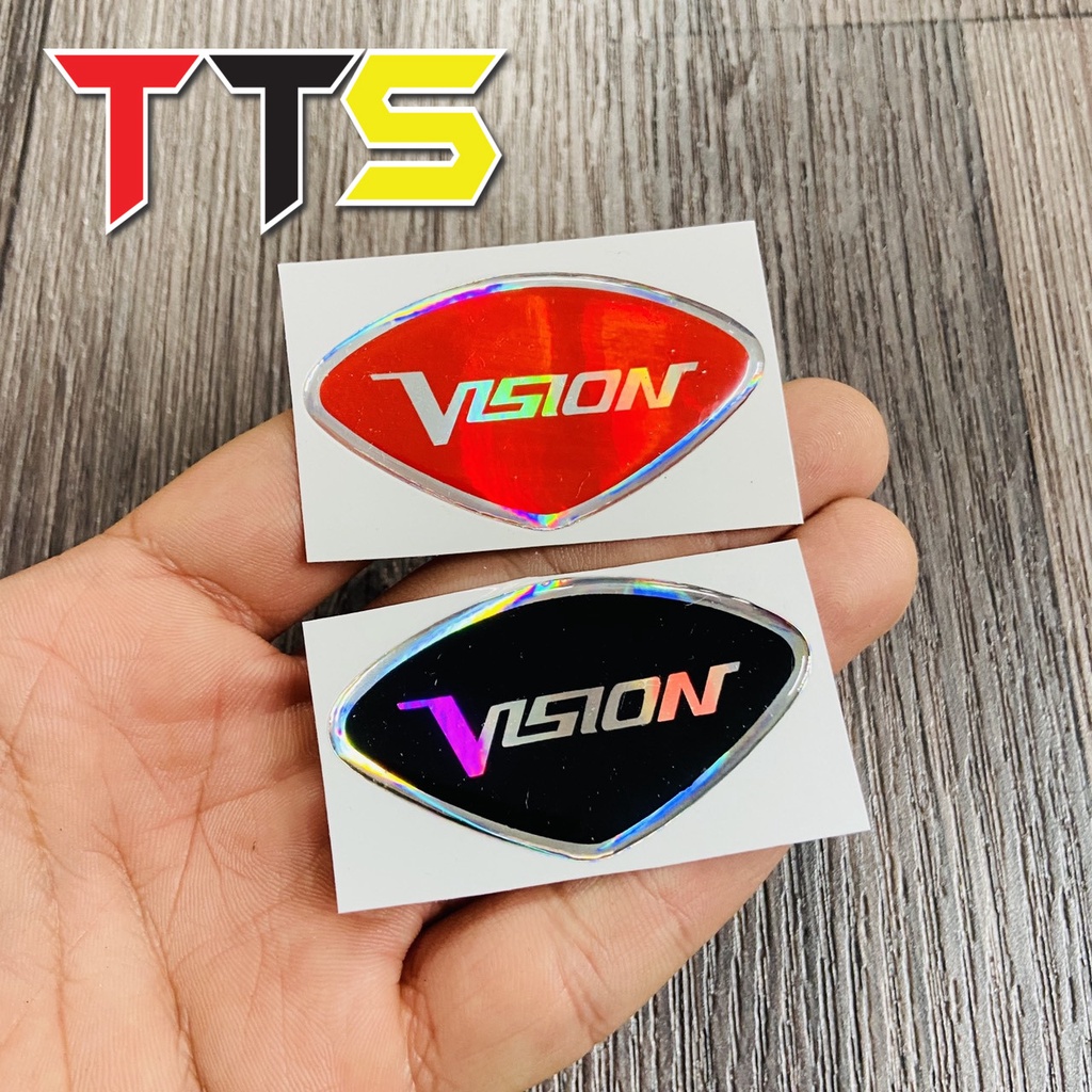 ( VISION ) Logo tem chữ Vision dán mặt nạ chất liệu nhựa nổi nhiều màu sắc
