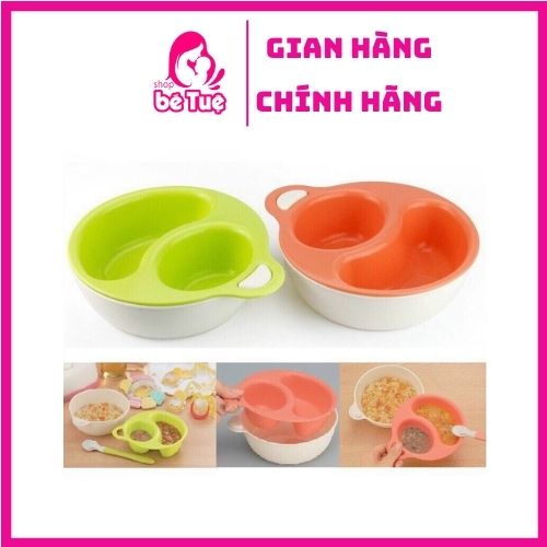Bát ăn dặm chia ngăn 2in1 Inomata cho bé ăn dặm (xanh)