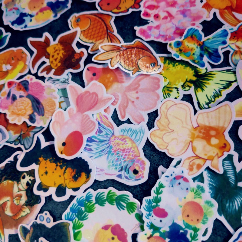Set 30 hình dán sticker Cá Vàng dễ thương