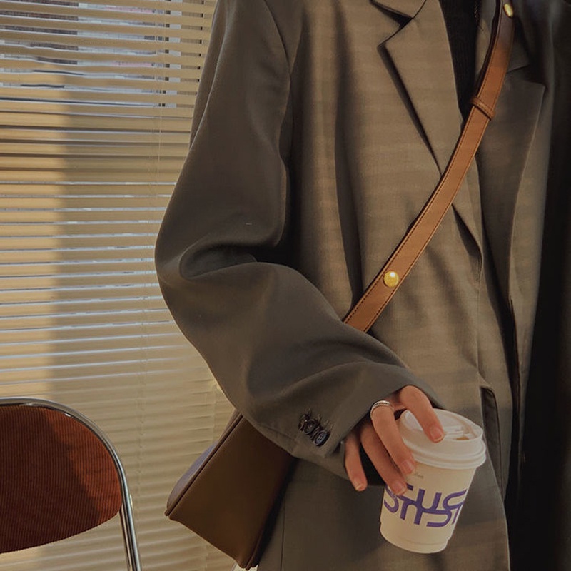 Túi đeo chéo màu trơn xinh xắn phong cách Hàn Quốc dành cho nữ IELGY