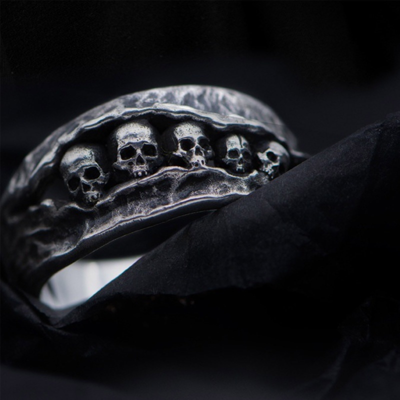 Nhẫn Hình Bộ Xương Phong Cách Gothic Punk Có Thể Điều Chỉnh Kích Cỡ
