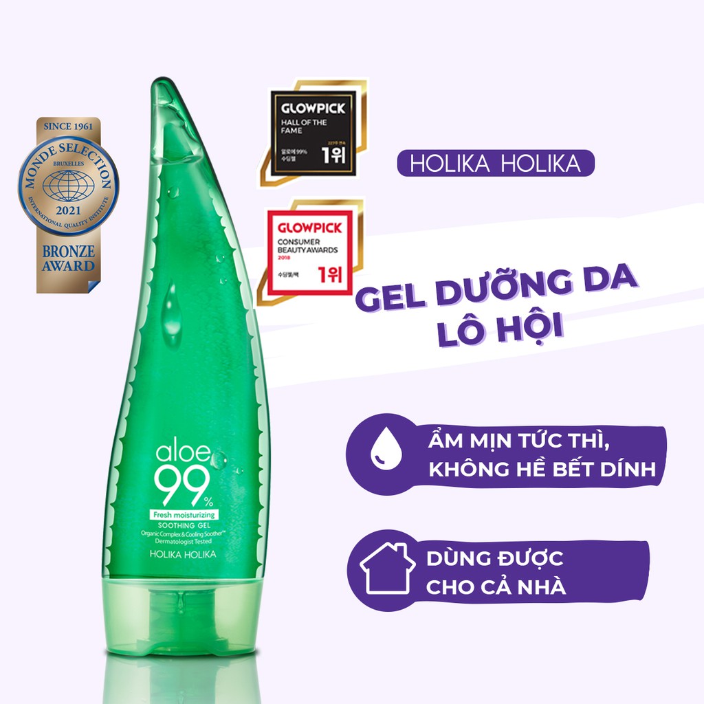 Gel dưỡng ẩm Hàn Quốc Holika Holika chiết xuất lô hội tăng độ đàn hồi se