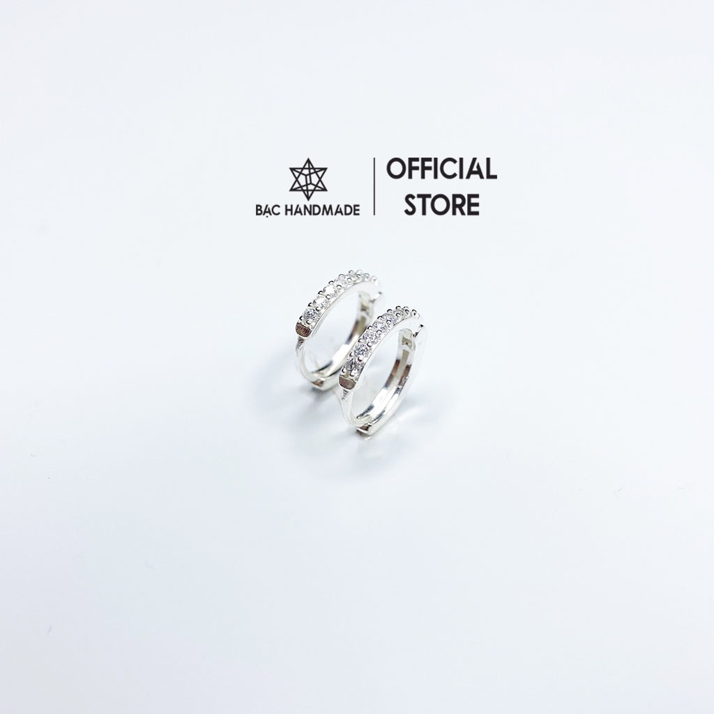 Khuyên tai nữ Bạc Handmade.Bông tai nữ bấm tròn lấp lánh bạc nguyên chất-Bạc Handmade