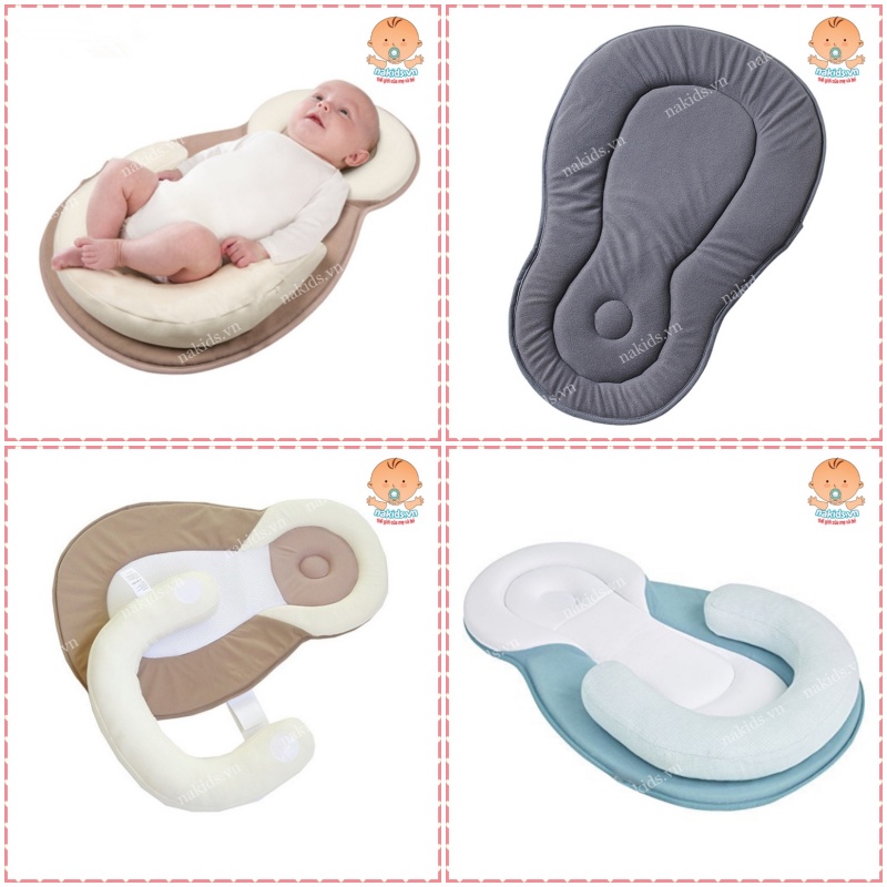 Đệm Ngủ Đúng Tư Thế Chống Trào Ngược, Giúp Bé Ngủ Ngoan - Gối Định Hình Chống Bẹt Đầu Cho Trẻ Sơ Sinh