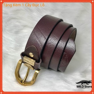 Thắt lưng da bò nam đầu đồng nguyên khối .