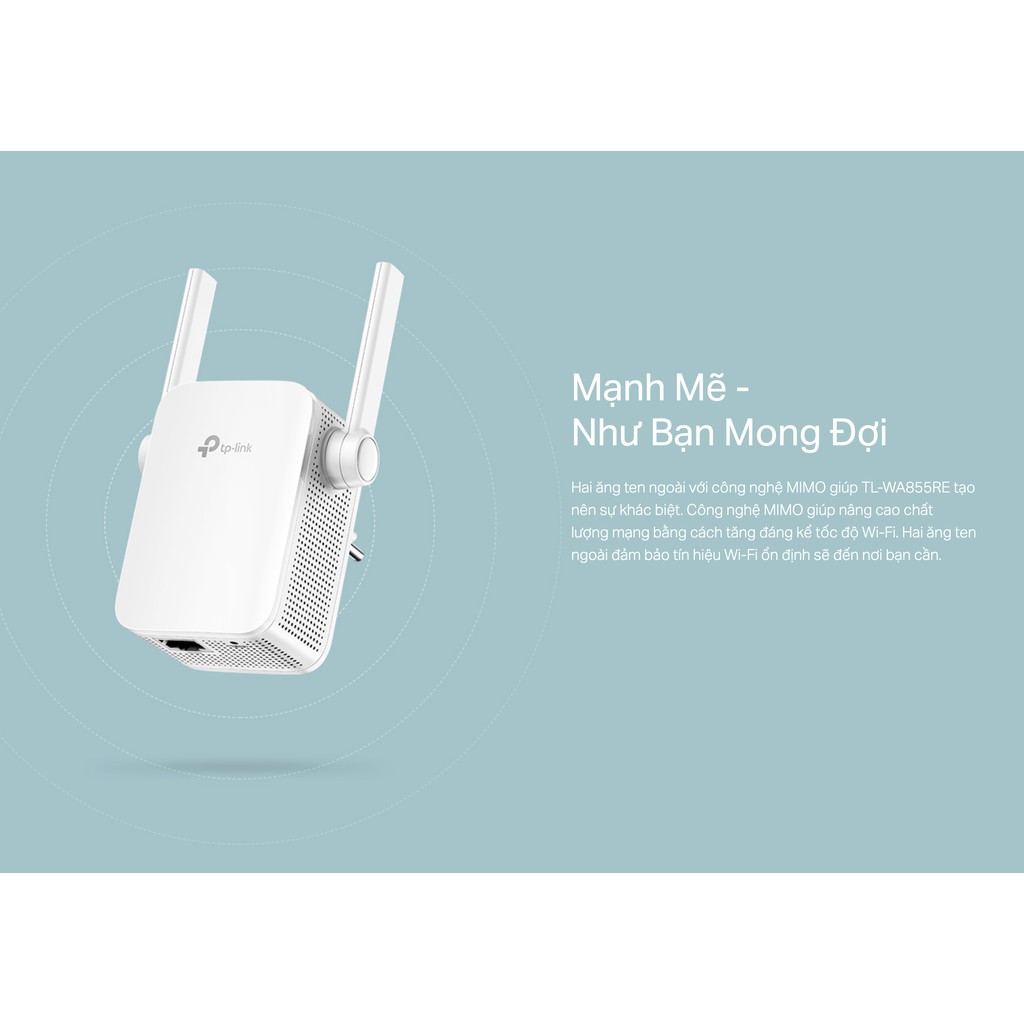 Bộ mở rộng sóng Wi-Fi TP-Link tốc độ 300Mbps TL-WA855RE - Hàng Chính Hãng