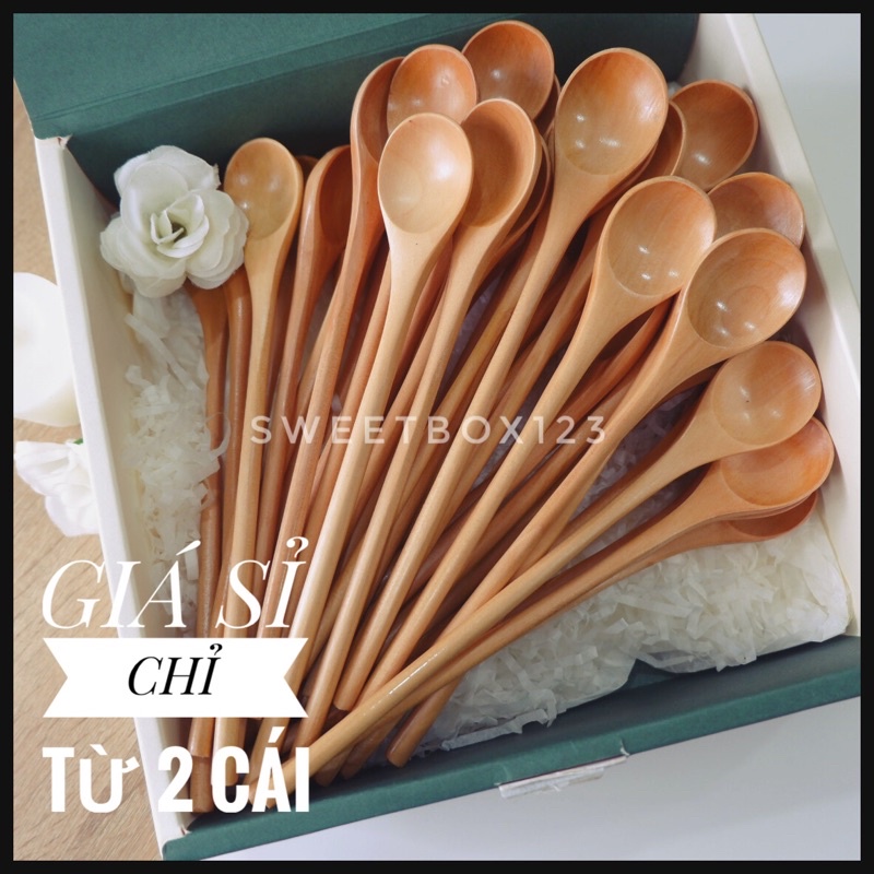 Muỗng Gỗ Màu Vàng Giá Sỉ Thìa Gỗ Khuấy Cà Phê Mật Ong Saffron Tặng Khách Hàng - Muỗng Gỗ Cán Dài 20cm Cho Quán Cà Phê