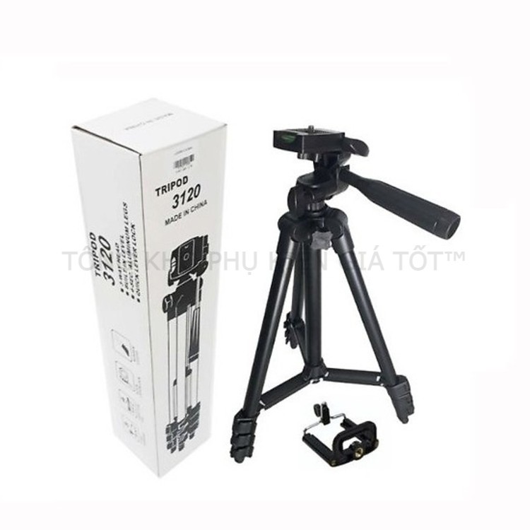 Giá đỡ điện thoại, tripod 3 chân kẹp điện thoại để quay video, livestream có kẹp, thước cân bằng