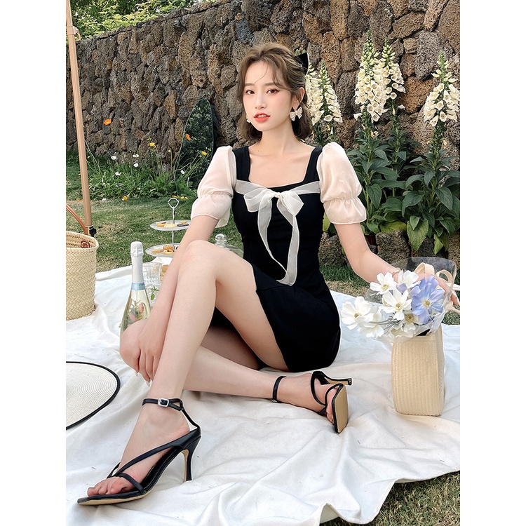 Bikini dạng Váy đi biển set áo tay bèo tơ tiểu thư xinh xắn đồ bộ nữ đi biển hotgirl sang chảnh kiểu Hàn Quốc DK9T202