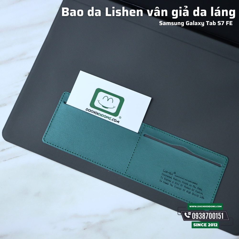 Bao Da Samsung Tab S7 Fe T735 Lishen Vân Giả Da Láng