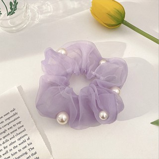 Cột Tóc Scrunchies Voan tím phong cách dịu dàng nàng thơ cho bạn gái