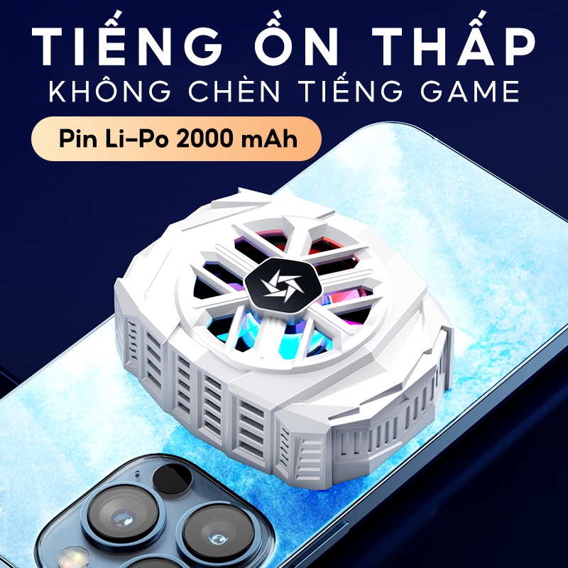 Quạt tản nhiệt điện thoại sò lạnh Ber Shield SL03 pin 2000 mAh chơi game làm mát bằng chip bán dẫn IOS Android led RGB