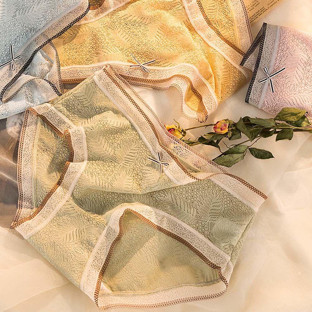 Quần Lót Cotton Phối Ren Lưới Thoáng Khí Ngọt Ngào Quyến Rũ Cho Nữ