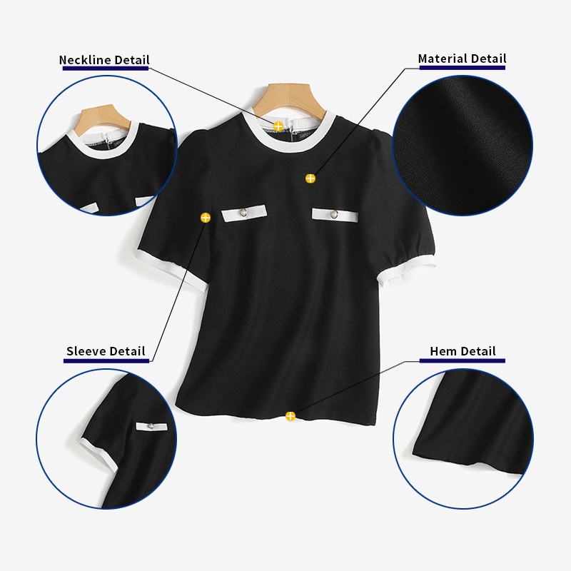 ZANZEA Áo Kiểu Cổ Tròn Tay 3 / 4 Màu Tương Phản Thời Trang Hàn Quốc Cho Nữ