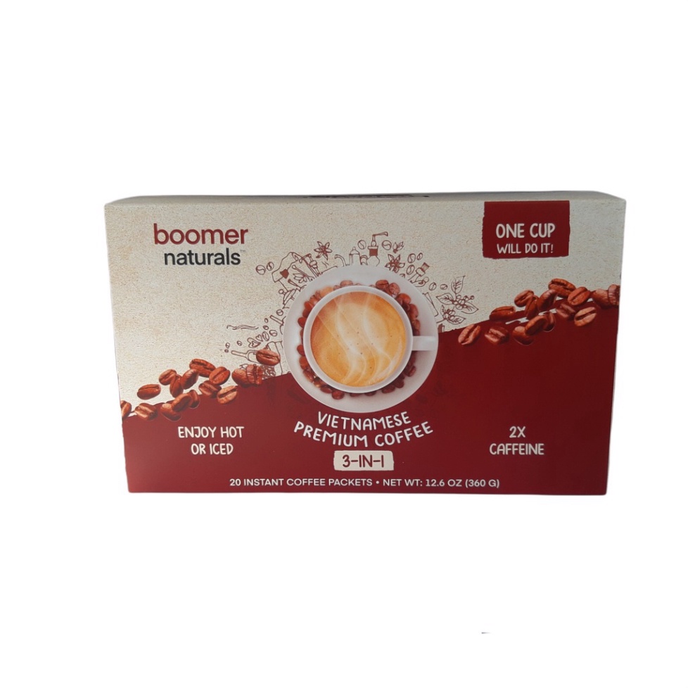 Cafe Hòa Tan 3-in-1 xuất thị trường Mỹ - Boomer Naturals Coffee