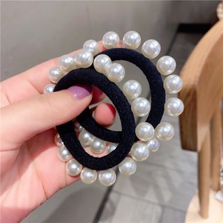 Dây cột tóc ngọc trai màu đen