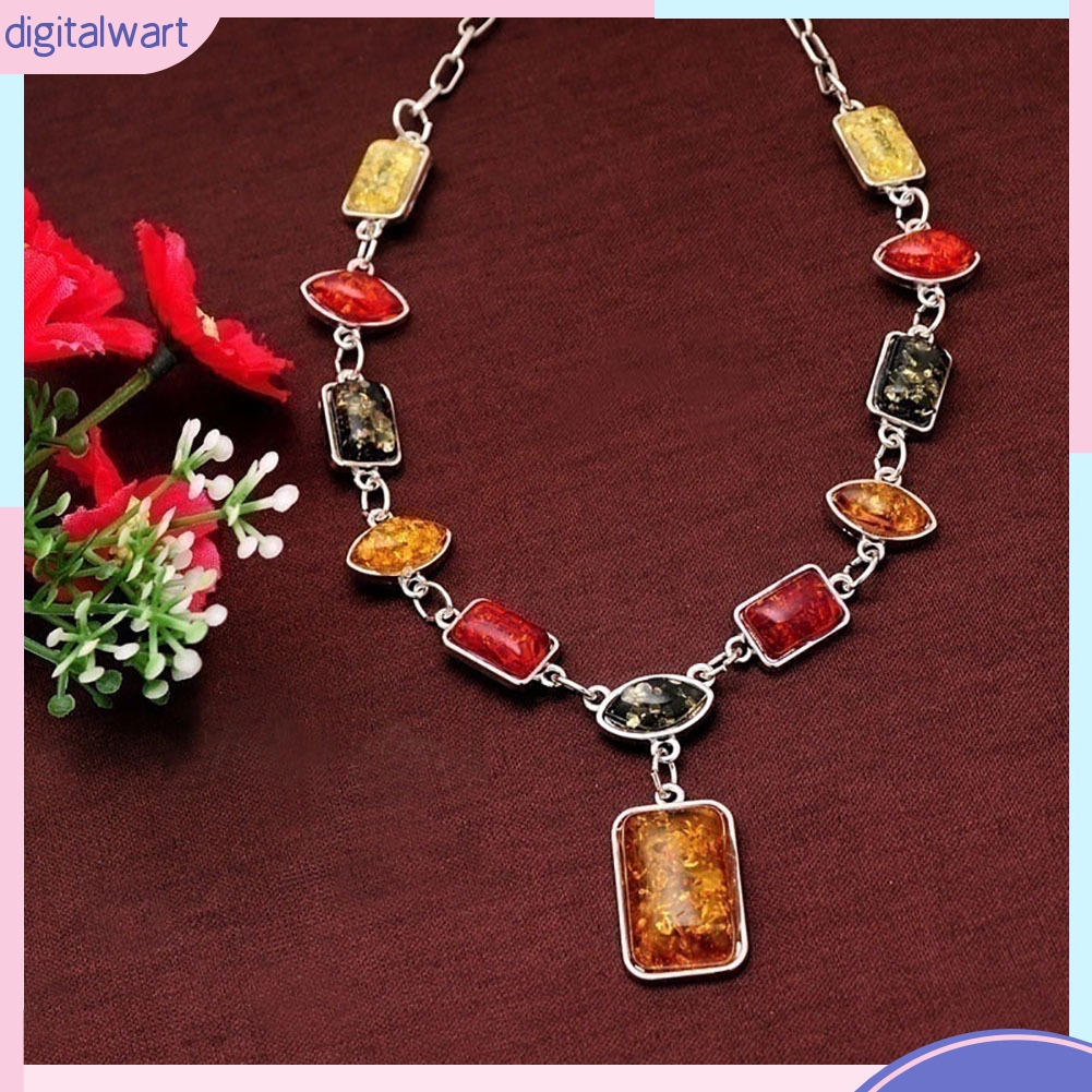 Bộ trang sức đính đá hổ phách phong cách phương Tây thời trang