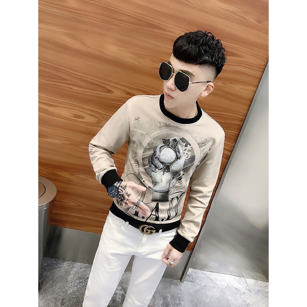 ✷►▥Áo Sweater tay dài in họa tiết cá tính thời trang mùa thu