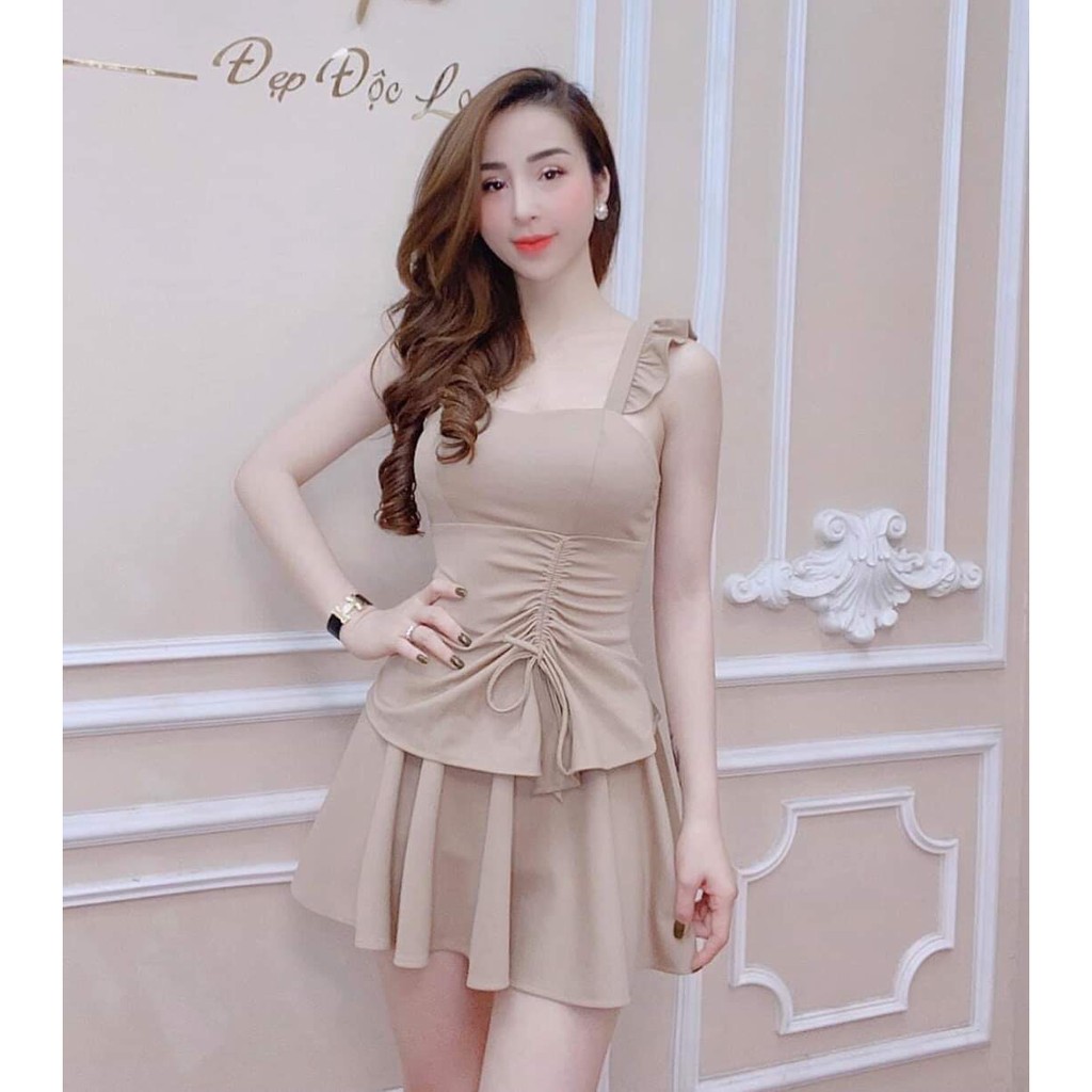 CHÂN VÁY XÒE VÀ ÁO BODY RÚT DÂY (CÓ MÚT NGỰC) THỜI TRANG THIẾT KẾ VESTA RD65