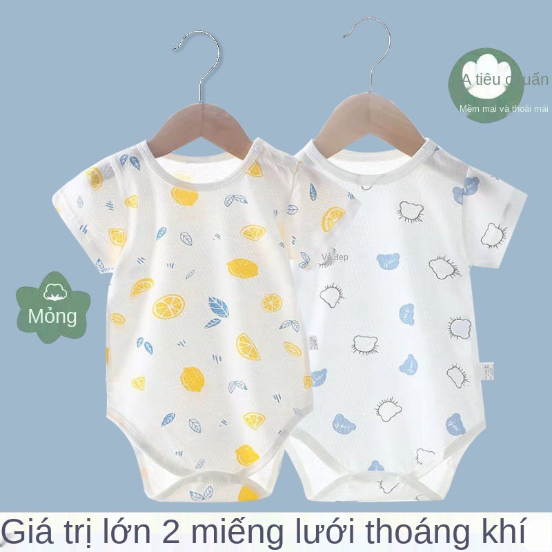 baby áo tay ngắn với Bodysuit, quần xì hơi, mùa hè em bé nam và nữ, tam giác mỏng, đồ ngủ cotton, leo núi,