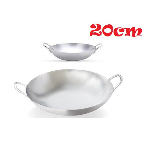 Chảo nhôm đáy sâu chiên thức ăn đường kính 20cm có tay cầm 2 bên cao cấp