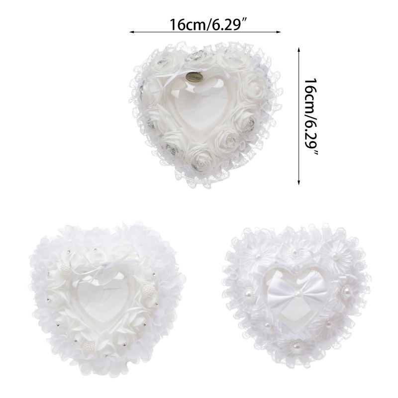 Flgo Hộp Đựng Nhẫn Cưới Viền Ren Hoa Hồng Trắng Hình Trái Tim