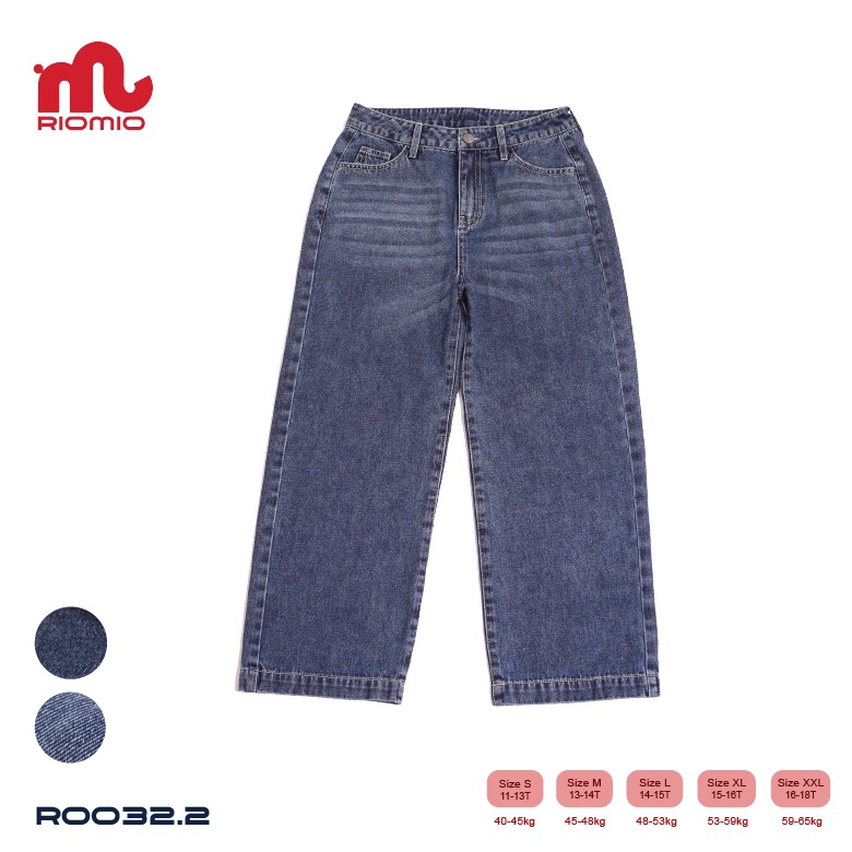 Quần Jean Nữ Riomio cao cấp, dáng suông, ống rộng, chất liệu Denim Cotton USA không nhăn, không co rút - RO032