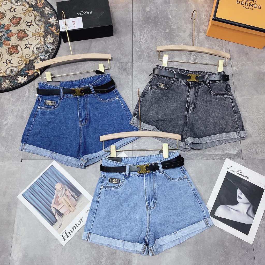 Quần sooc jeans 3 màu VÂN gấu kèm đai mã 380 (kèm ảnh thật,video) | BigBuy360 - bigbuy360.vn