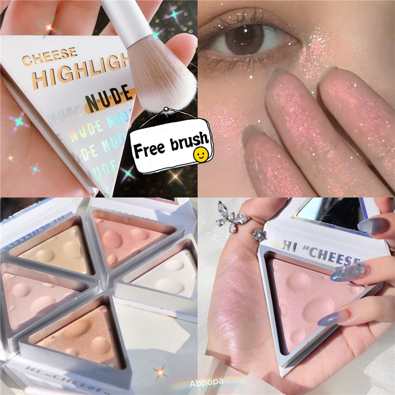 Bảng phấn bắt sáng + cọ NnUeDwE 5 màu tùy chọn lâu trôi chống thấm nước thiết kế hình phô mai xinh xắn | BigBuy360 - bigbuy360.vn