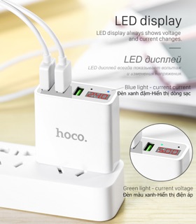 Củ sạc hoco C15 có đồng hồ LED