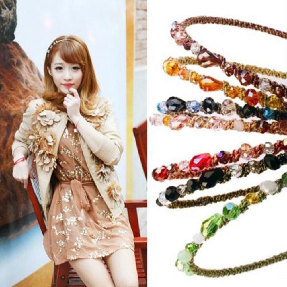 Băng đô cài tóc đính kim cương giả nhiều màu long lanh