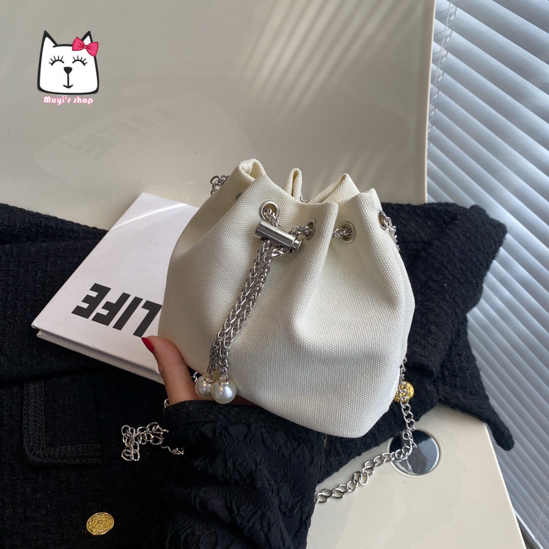 Túi Xách bucket Phối Dây Xích Kiểu Dáng Thời Trang Dành Cho Nữ