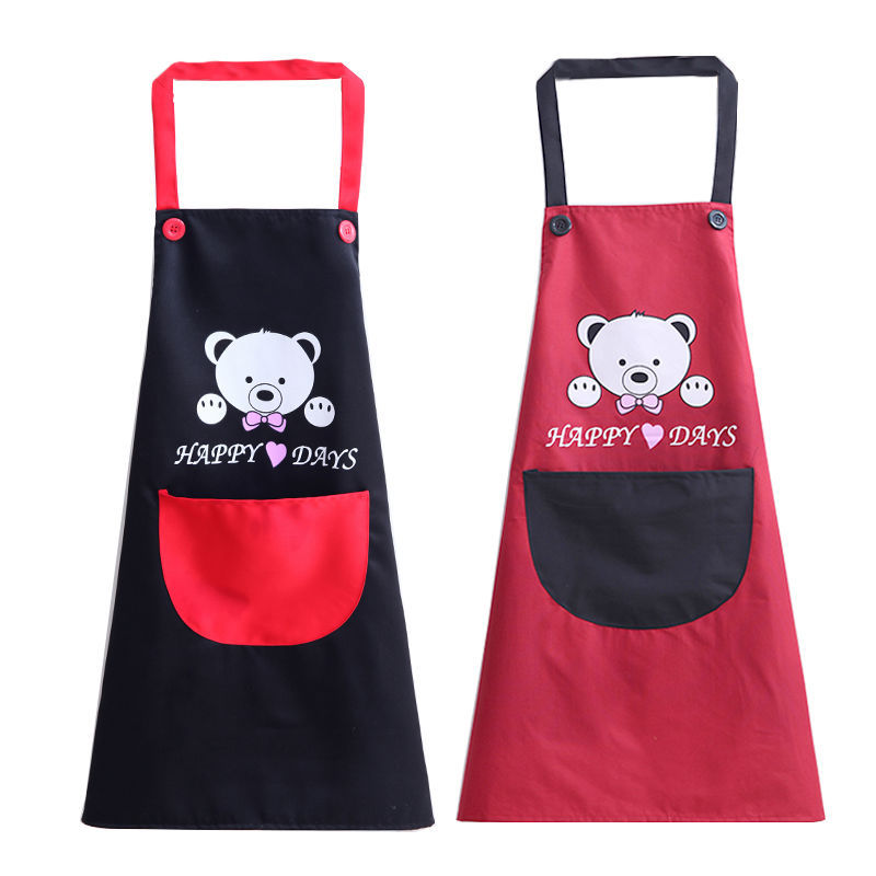 cute home kitchen apron save-all oil bib oil proof apron can wipe hand waterproof apron with roomy pocket for kitchen crafting BBQ drawing