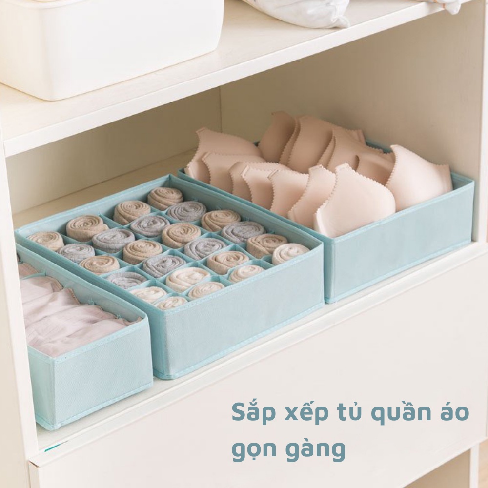 Túi hộp vải đựng đồ lót tất vớ áo ngực bra 6 7 20 ngăn VNXK vải không dệt tiện lợi tiết kiệm không gian