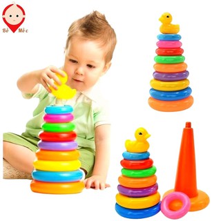 Đồ Chơi Tháp Xếp Chồng Vịt Size To - Tháp Xếp 9 Vòng Tròn Cầu Vồng Giúp Bé Phát Triển Tư Duy - Shop Bố Mốc