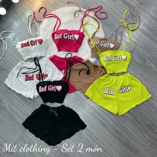 Sét bộ bad girl áo dây quần đùi có mút (ảnh thật )