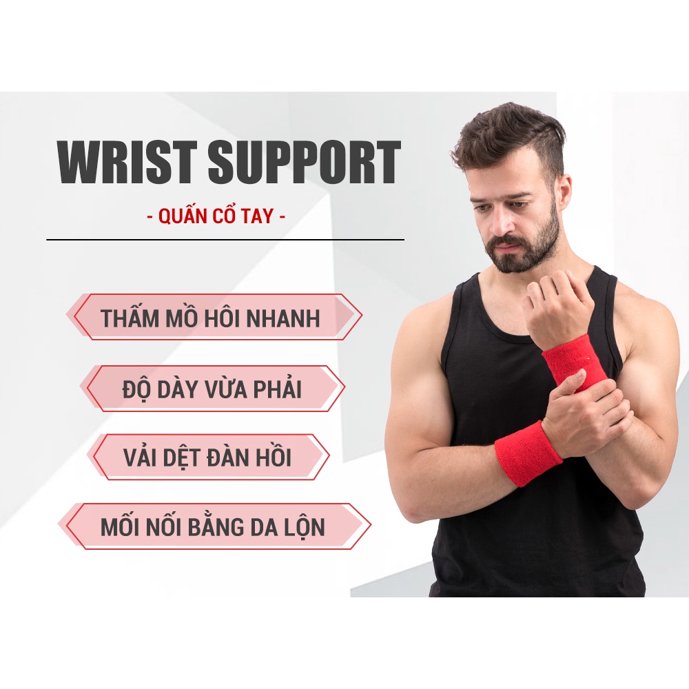 Băng Cổ Tay Thấm Mồ Hôi Thể Thao Chất Liệu Cotton Co Giãn