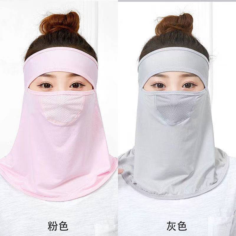 Summer all-round sunscreen mask women's mesh gauze neck thin section sunshade breathable bib face mask full face UV protection