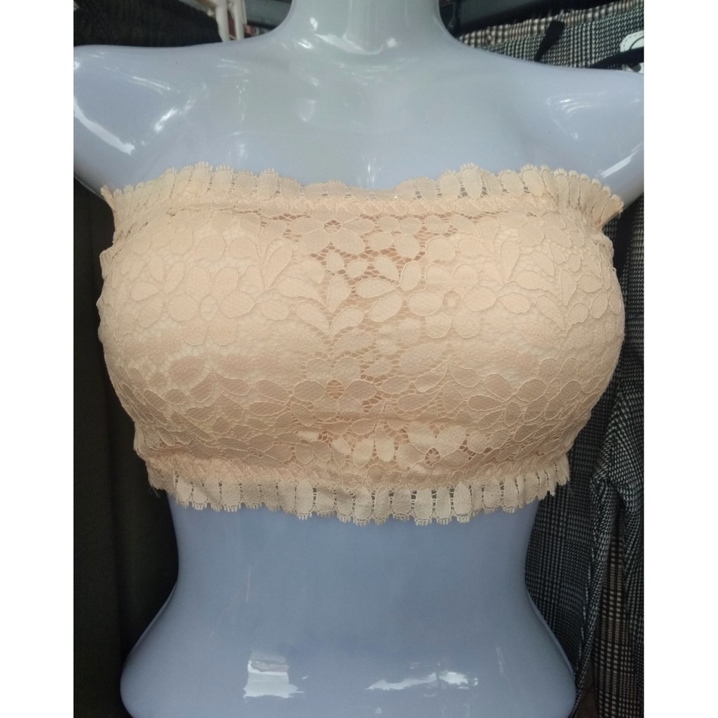 Áo ống ren mút nhẹ lưng móc cài