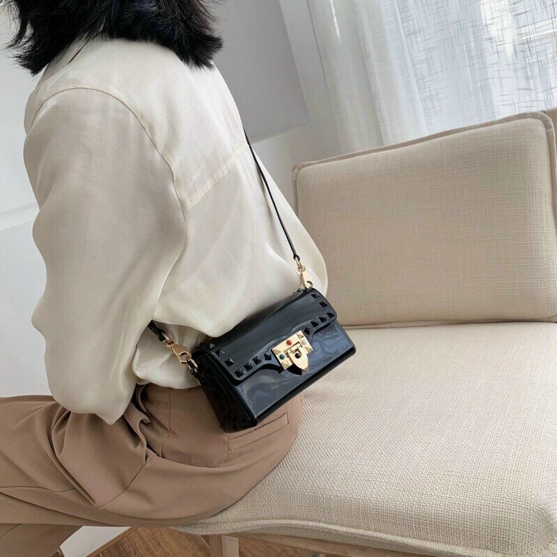 Túi silicon khoá đính đá nhiều màu siêu xinh