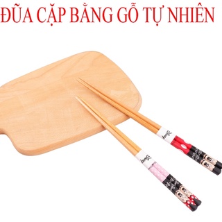 Set đũa gỗ cặp Disney hình Mickey - Minnie