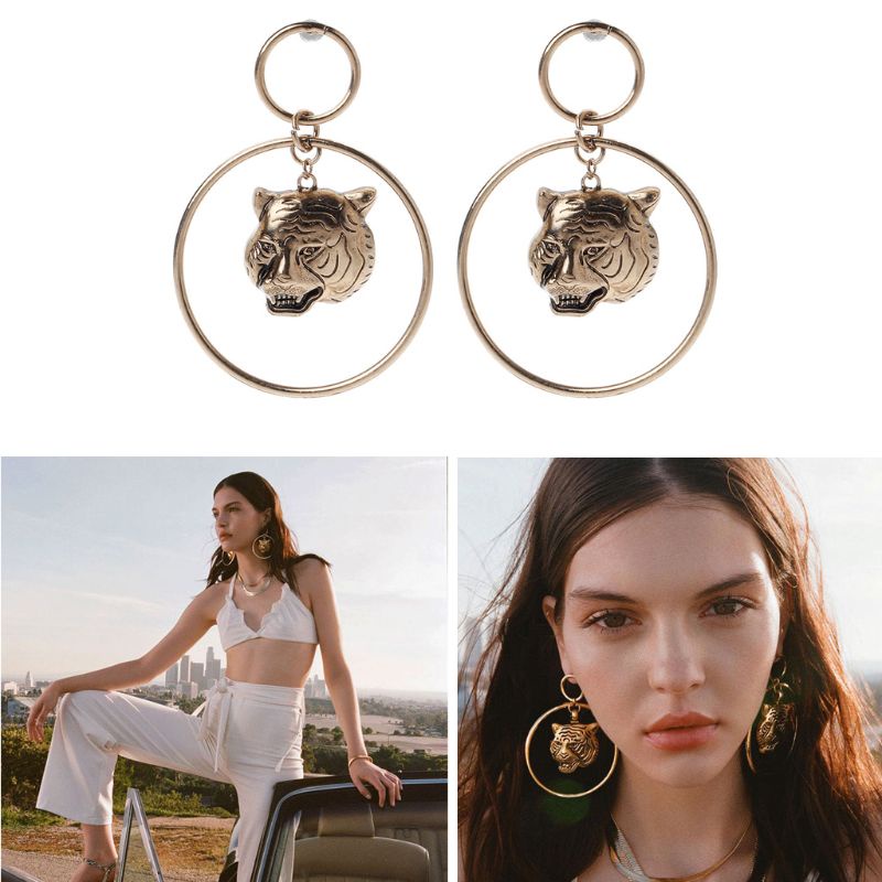 Bông Tai Hình Đầu Hổ Thiết Kế Đơn Giản Thời Trang Dự Tiệc Cho Nữ