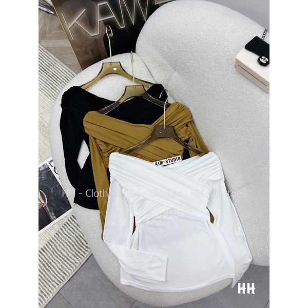 Áo trễ vai  chéo dài tay