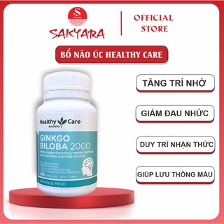 Bổ não Úc Healthy Care Ginkgo Biloba 2000mg dành cho người suy giảm trí nhớ chóng mặt mất ngủ thiếu máu lên não