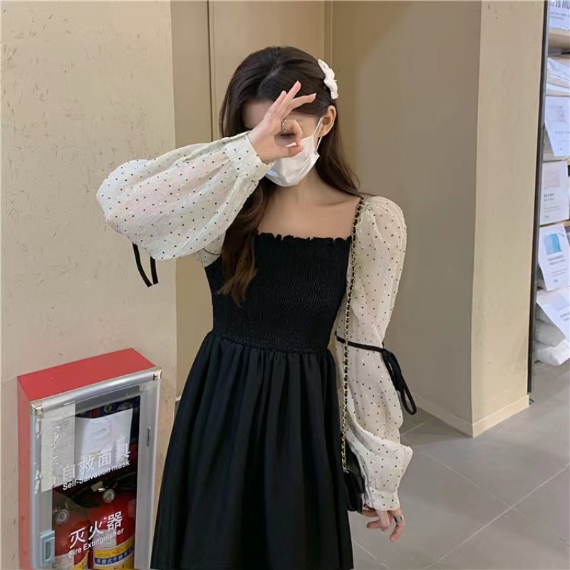 Đầm dài Perty phối lưới thời trang Hàn Quốc ngọt ngào cho nữ