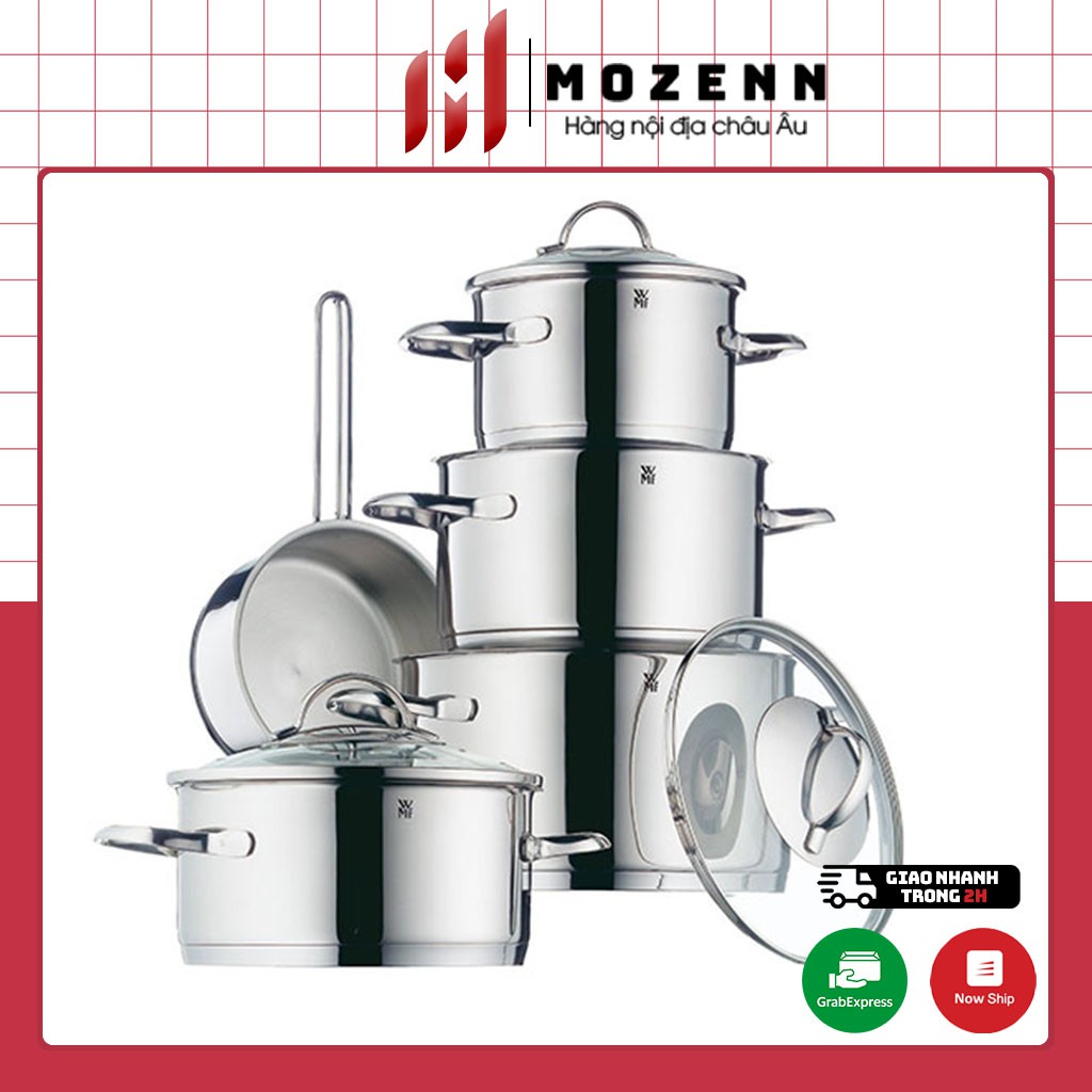 Bộ nồi WMF Provence Plus 5 món nắp vung kính, chất liệu thép Cromargan in logo dập đáy [nhập Đức chính hãng]