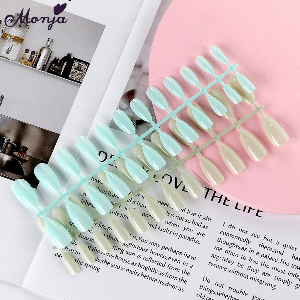 [Hàng mới về] Set 24 Móng Tay Giả MONJA Màu Bóng Nghệ Thuật