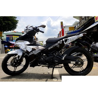 Tem trùm exciter 150 Trắng Đen mẫu mới , độ team trùm decal xe máy ex dán đời 2015-2020