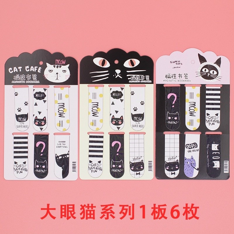 Set 6 Chiếc Bookmark Nam Châm Đánh Dấu Trang Sách Hình Hoa Quả, Cây Cối, Tháp Eiffel, Nhân Vật Hoạt Hình Siêu Yêu